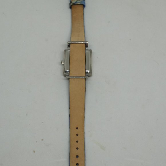 Vera Bradley Women's 25mm Square Silver Tone Blue Plaid Strap Watch NEW BATTERY - Picture 8 of 11